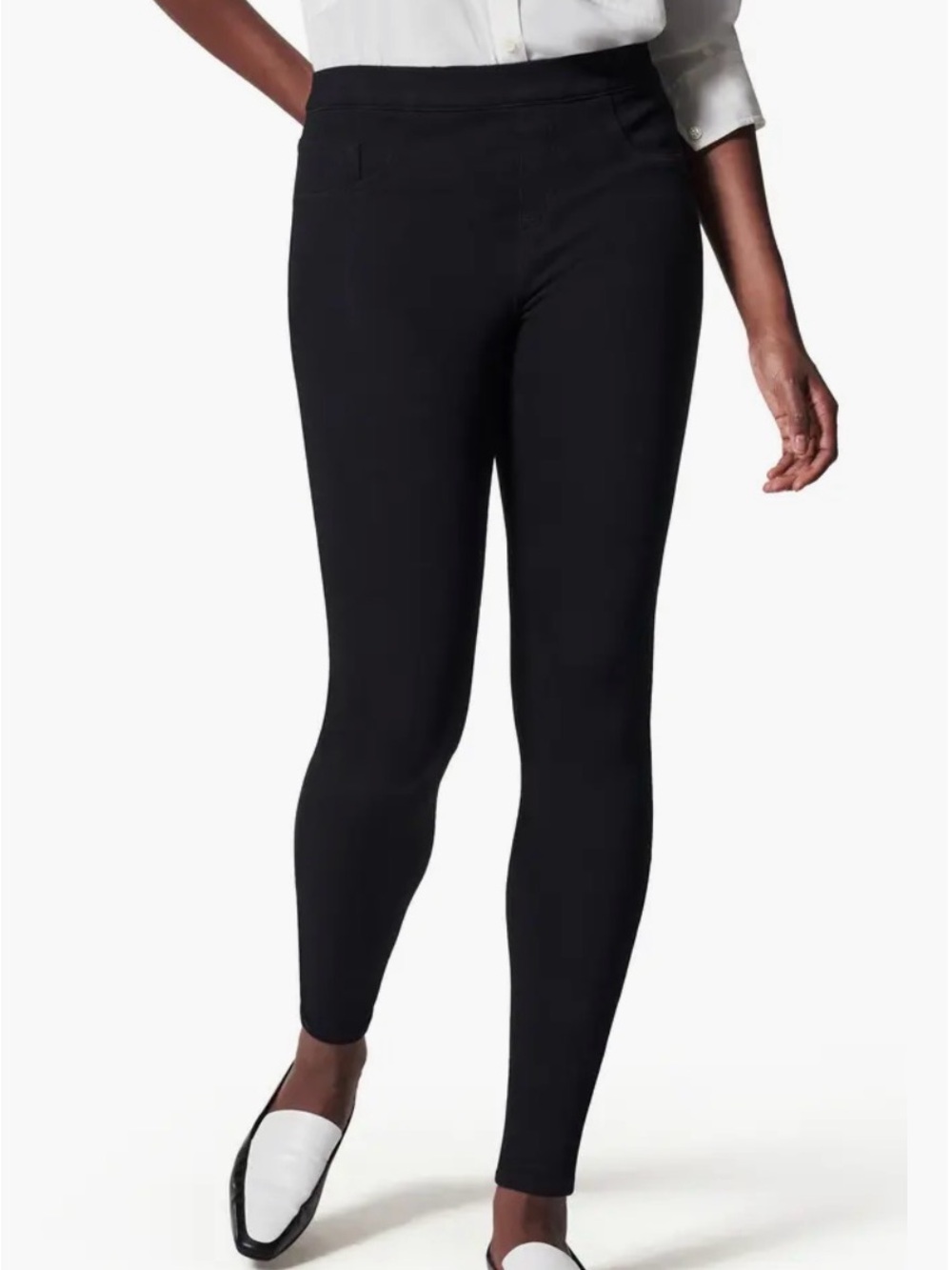 SPANX Jean-ish Ankle Leggings Black XL Petite Pull On Shaping Jeggings